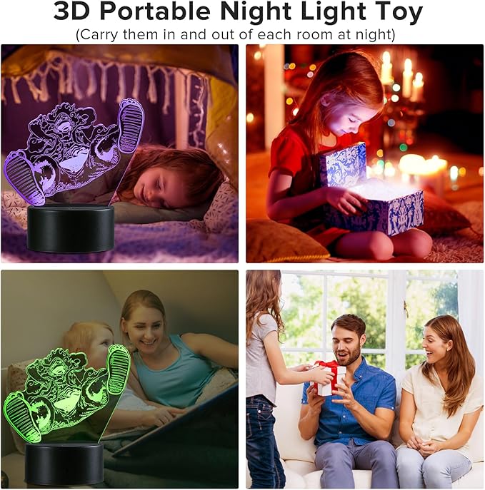 One Piece Luffy Lamp 3D Illusion Zoro Luffy Night Light Children's Touch with Remote Control Bedside Lamp Roronoa Zoro Anime Merch LED Christmas Gifts