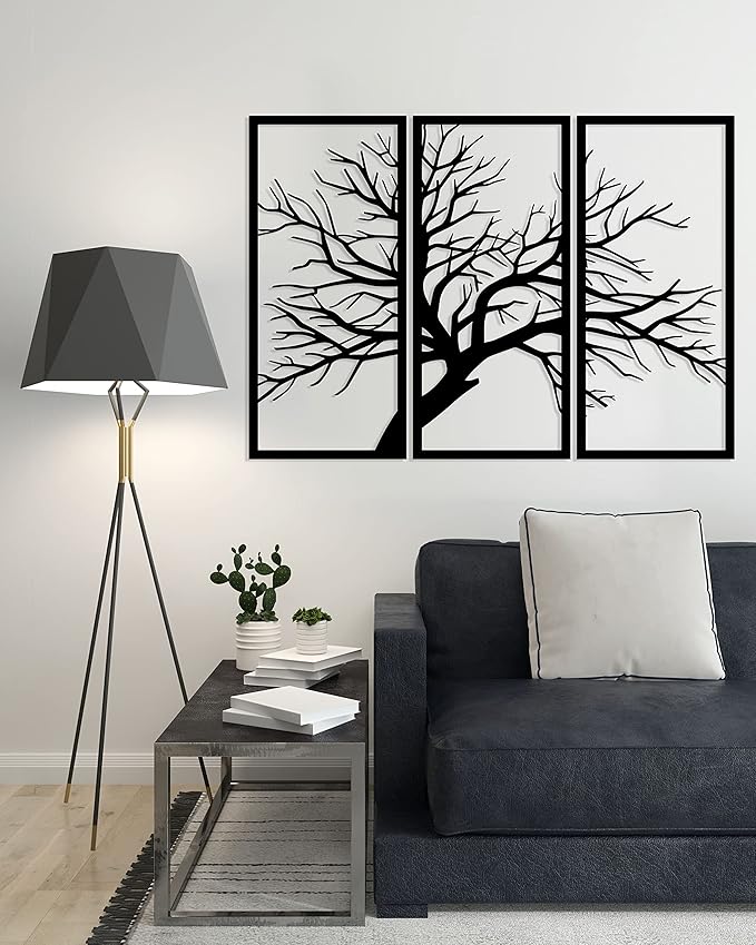Home Gallery decorative tree wooden wall art 3 panels 80x130 cm