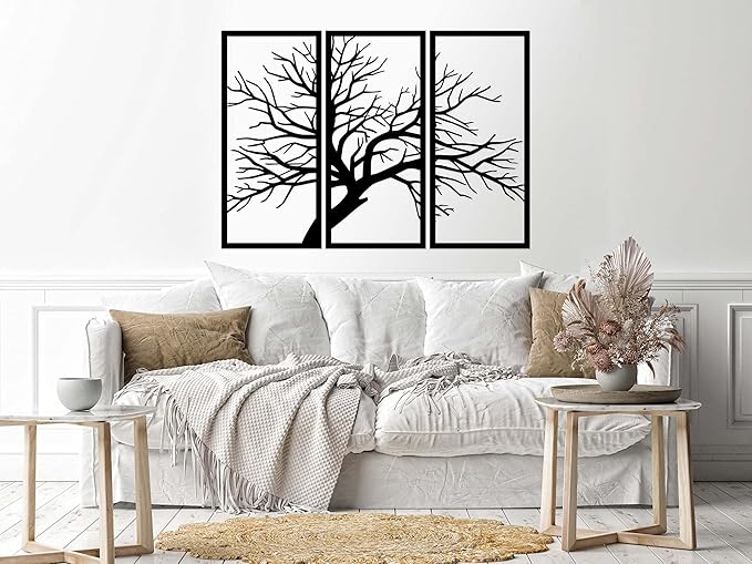 Home Gallery decorative tree wooden wall art 3 panels 80x130 cm