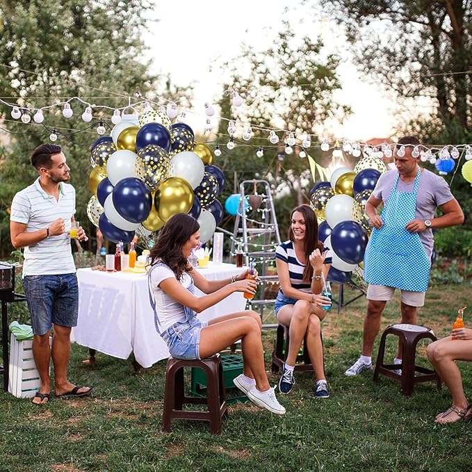 Blue Gold White Balloons and Gold Confetti Balloons for Wedding Bridal Shower Birthday Baby Shower Party Decoration