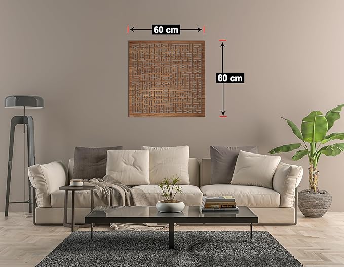 Islamic wall art Kufic Ayatul kursi 60x60 Brown