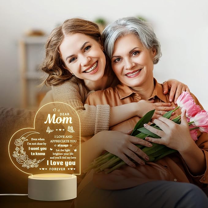 Mothers Day Gifts for Mom from Daughter, Gifts for Mom Birthday from Daughter - Engraved Night Lamp - Best Mom Mother's Day Gift Ideas, Christmas Gifts for Mom Mother in-Law