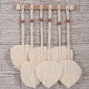 Macrame Kn0ts Cotton Leaves Wall Hanging | Boho Feather Wall Decor | Large Leaf Yarn Tapestry | Handmade Woven Wall Art (Pattern-1)