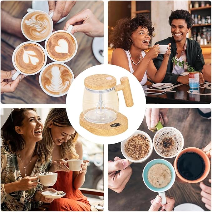 2024 New Self Mug with Lid, USB Charging Self Stirring Coffee Mug, Electric High Speed Mixing Cup, Waterproof Glass Self Stirring Travel Coffee Mug, for Home/Office (Colorful)