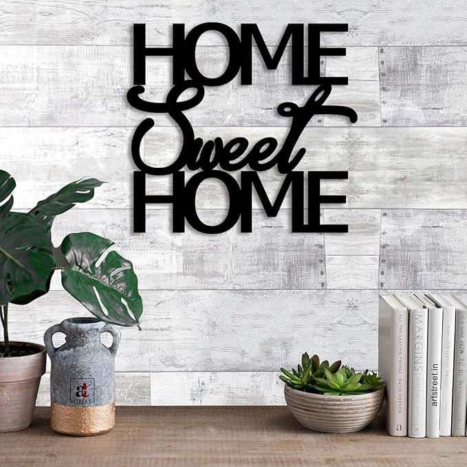 Art Street Home Sweet Home MDF Plaque Painted Cutout Ready to Hang Home Décor, Wall Décor, Wall Art