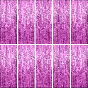 10 Pack Foil Curtain Backdrop Metallic Tinsel Foil Fringe Curtains Photo Booth Props for Birthday Wedding Engagement Baby Shower Bachelorette Christmas Holiday Celebration Party Decorations