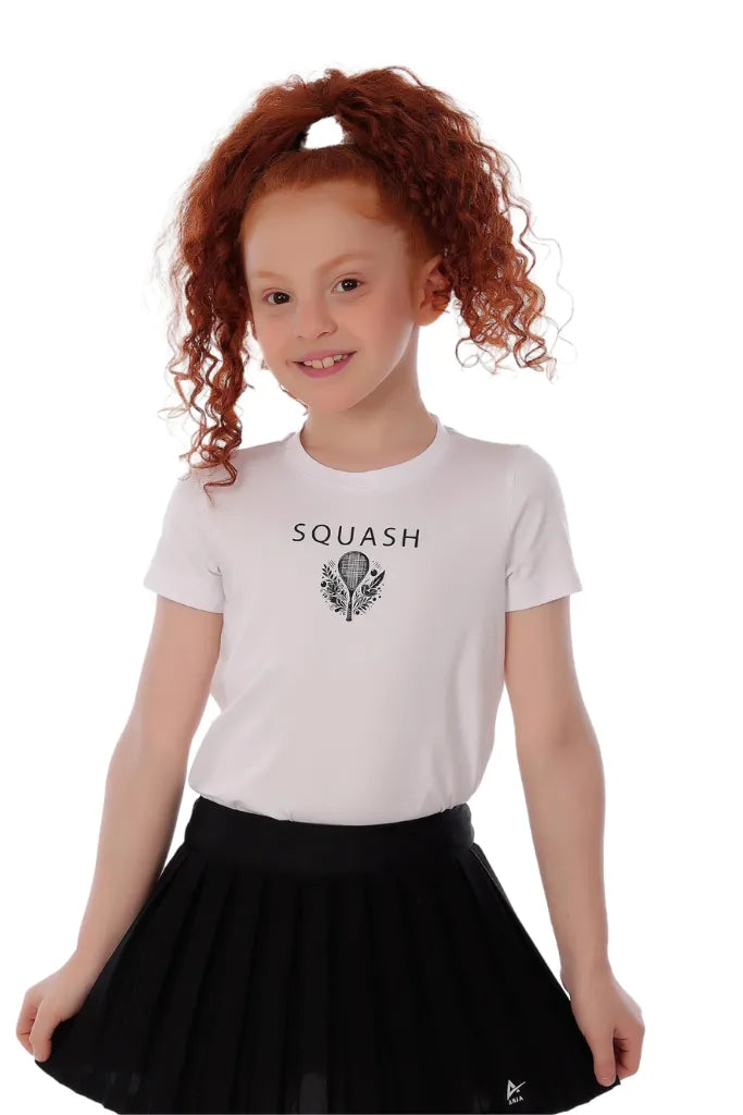 Girls’ White Half Sleeve Squash T-Shirt – Comfortable Fabric