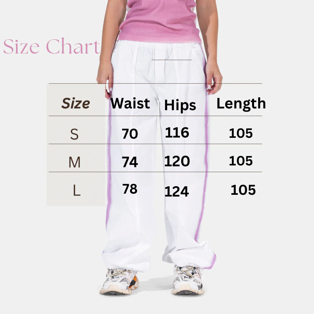 Parachute white pants with pink lines