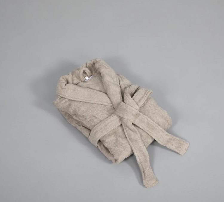 Bathrobe, Cotton - Dark beige