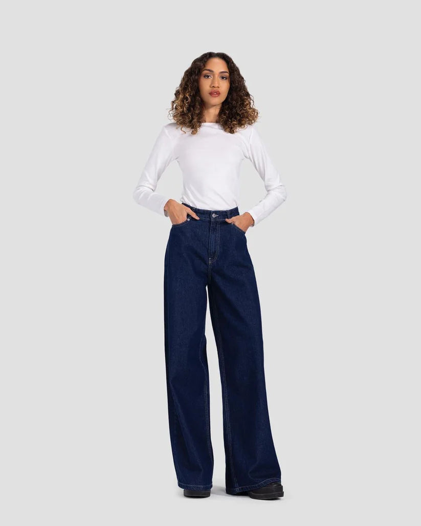 Basic wideleg pants in raw blue