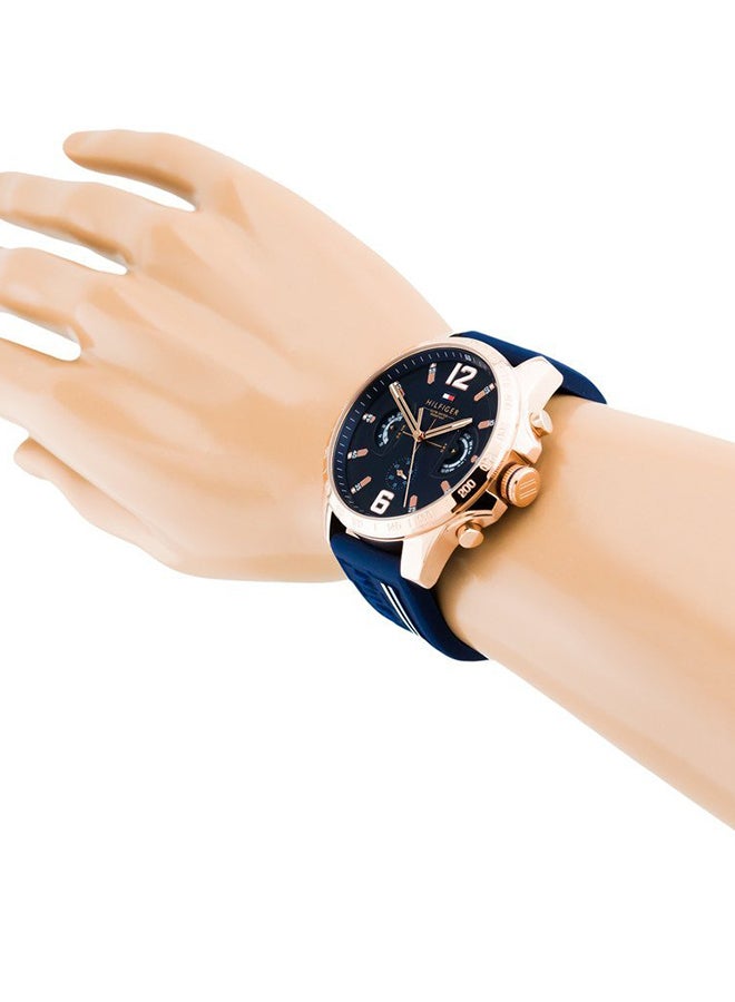TOMMY HILFIGER Men's Round Shape Silicone Strap Analog Wrist Watch 42 mm - Blue - 1791474