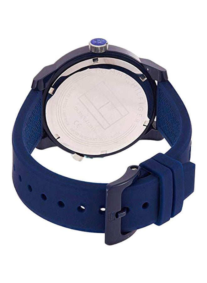 TOMMY HILFIGER Men's DENIM Round Shape Silicone Strap Analog Wrist Watch 44 mm - Blue - 1791325