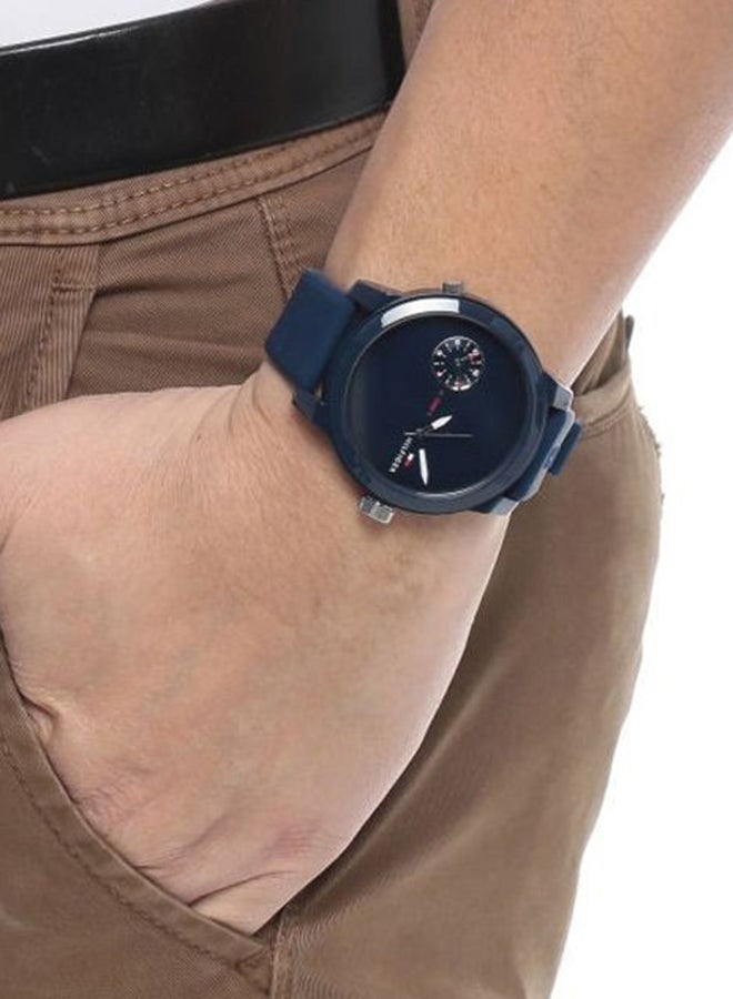 TOMMY HILFIGER Men's DENIM Round Shape Silicone Strap Analog Wrist Watch 44 mm - Blue - 1791325