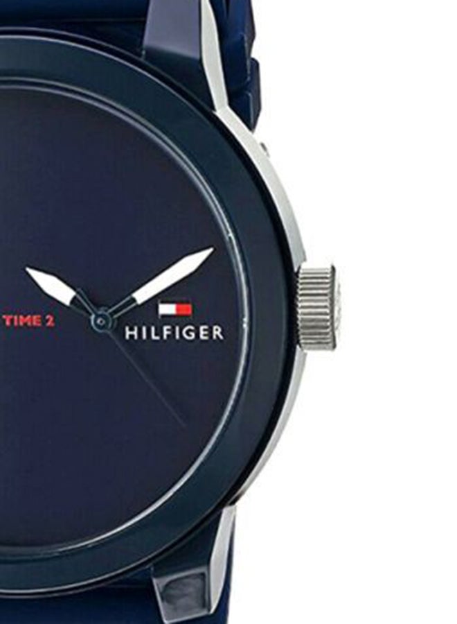 TOMMY HILFIGER Men's DENIM Round Shape Silicone Strap Analog Wrist Watch 44 mm - Blue - 1791325