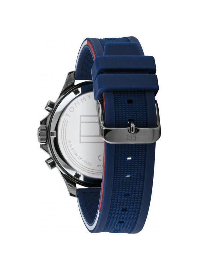 TOMMY HILFIGER Men's Round Shape Silicone Strap Analog Wrist Watch 46 mm - Blue - 1791721