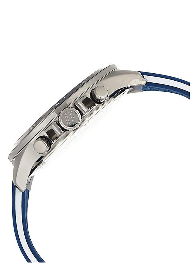 TOMMY HILFIGER Men's Round Shape Silicone Strap Analog Wrist Watch 46 mm - Blue - 1791721