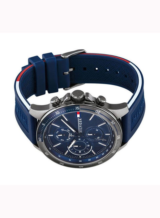 TOMMY HILFIGER Men's Round Shape Silicone Strap Analog Wrist Watch 46 mm - Blue - 1791721