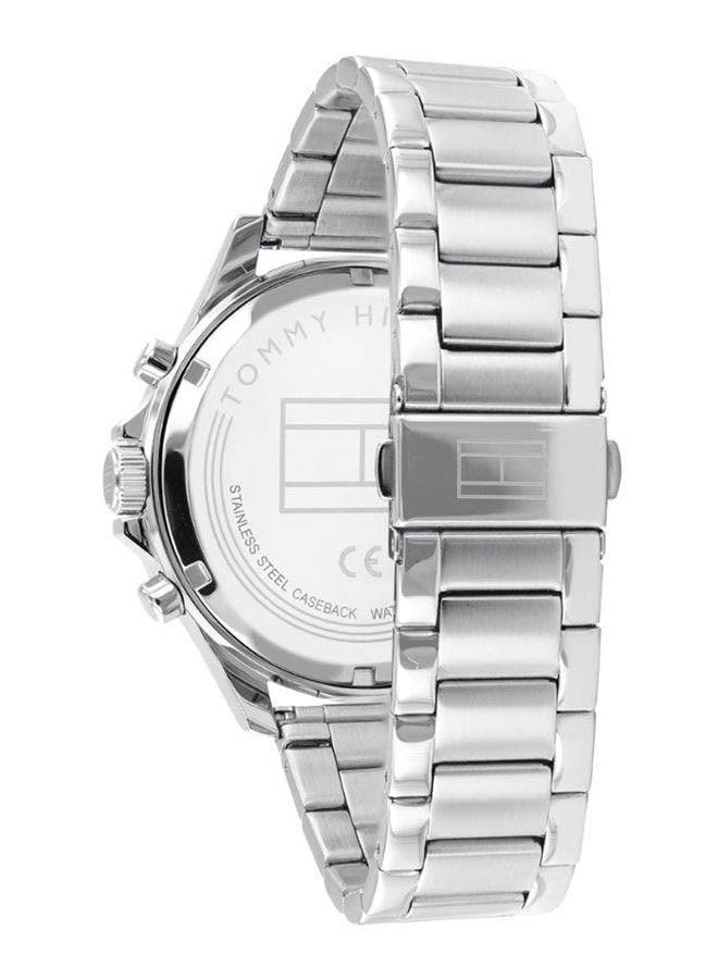 TOMMY HILFIGER Men's Bank Round Shape Stainless Steel Chronograph Wrist Watch 46 mm - Silver - 1791718