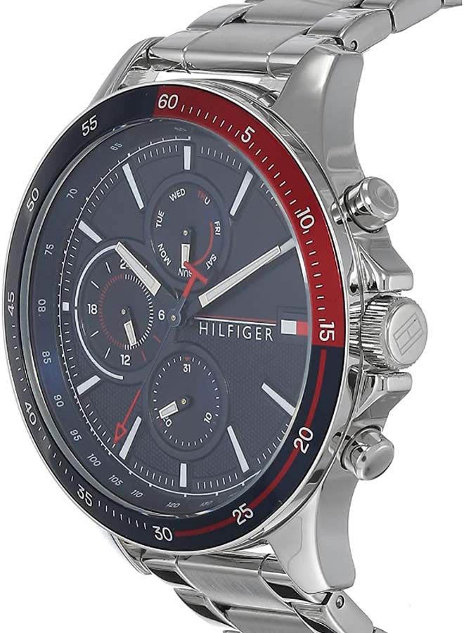 TOMMY HILFIGER Men's Bank Round Shape Stainless Steel Chronograph Wrist Watch 46 mm - Silver - 1791718