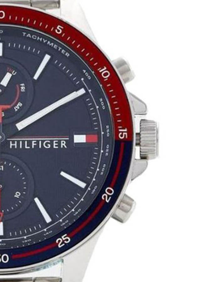 TOMMY HILFIGER Men's Bank Round Shape Stainless Steel Chronograph Wrist Watch 46 mm - Silver - 1791718