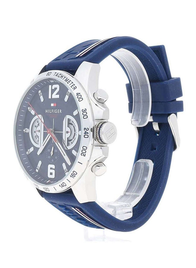TOMMY HILFIGER Men's Decker Blue Silicon Strap Analog Wrist Watch 1791476 - 46 mm