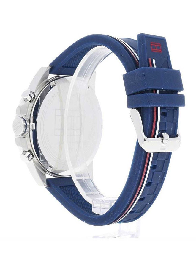 TOMMY HILFIGER Men's Decker Blue Silicon Strap Analog Wrist Watch 1791476 - 46 mm