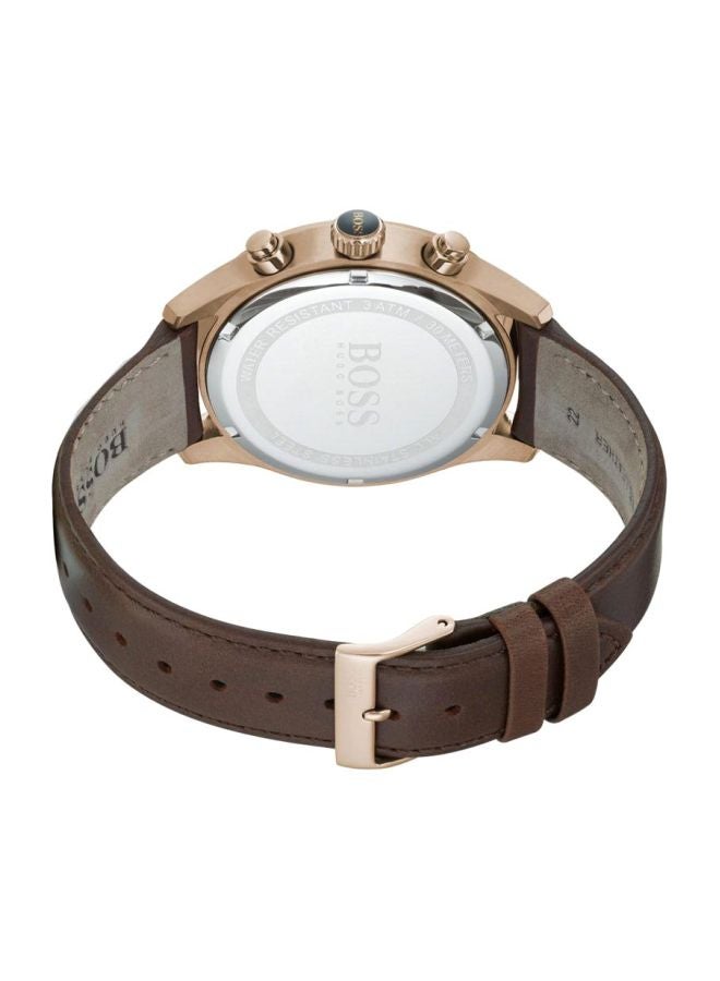 HUGO BOSS Men's Leather Chronograph Wrist Watch 1513604
