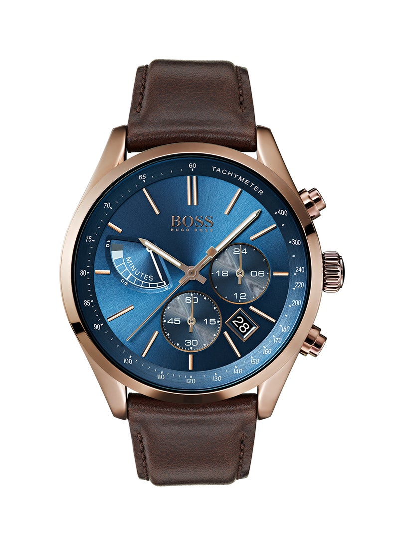 HUGO BOSS Men's Leather Chronograph Wrist Watch 1513604