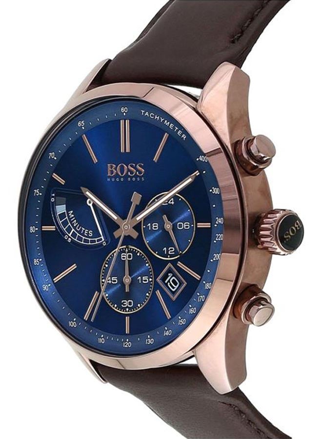 HUGO BOSS Men's Leather Chronograph Wrist Watch 1513604