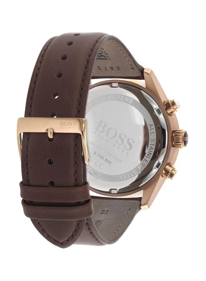 HUGO BOSS Men's Leather Chronograph Wrist Watch 1513604