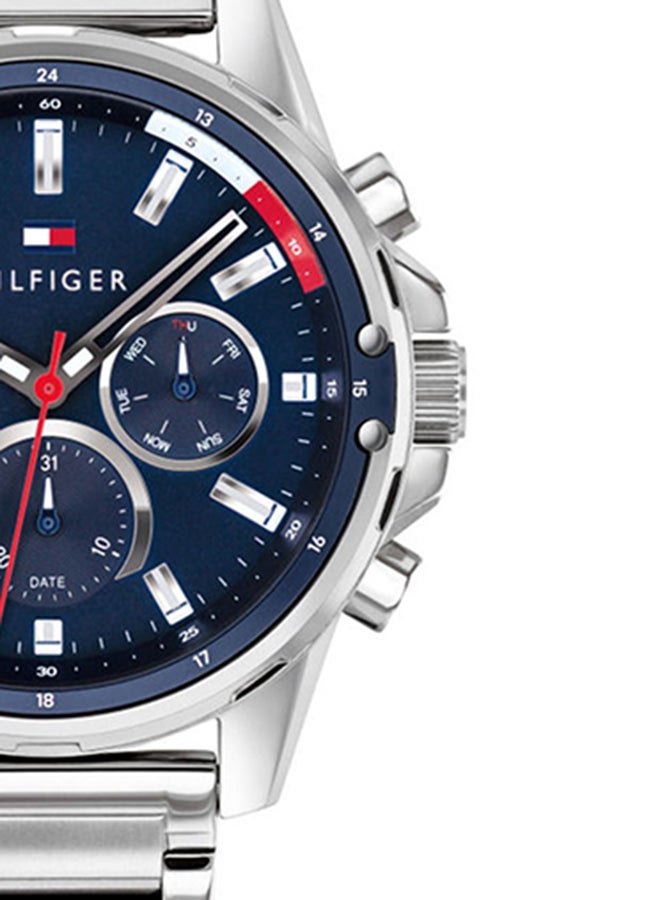 TOMMY HILFIGER Men's Mason Round Shape Stainless Steel Analog Wrist Watch 45 mm - Silver - 1791788