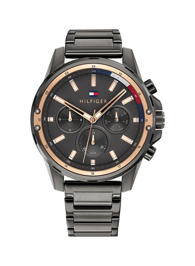 TOMMY HILFIGER Men's MASON Round Shape Stainless Steel Analog Wrist Watch 45 mm - GREY - 1791790