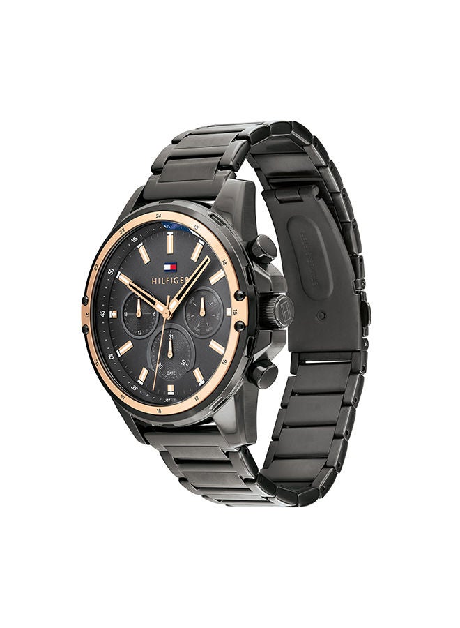 TOMMY HILFIGER Men's MASON Round Shape Stainless Steel Analog Wrist Watch 45 mm - GREY - 1791790