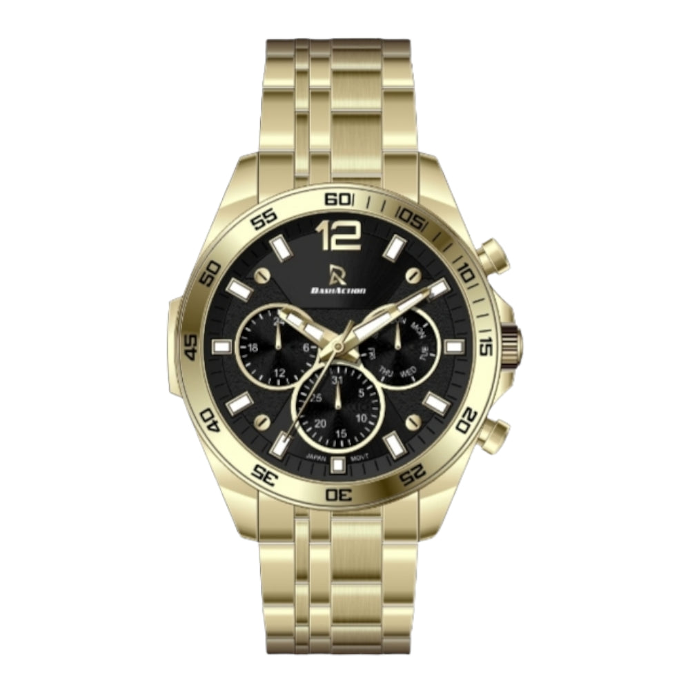DASH ACTION WATCH-MEN-STAINLESS STEEL-GOLD AND BLACK D1944.1-GB