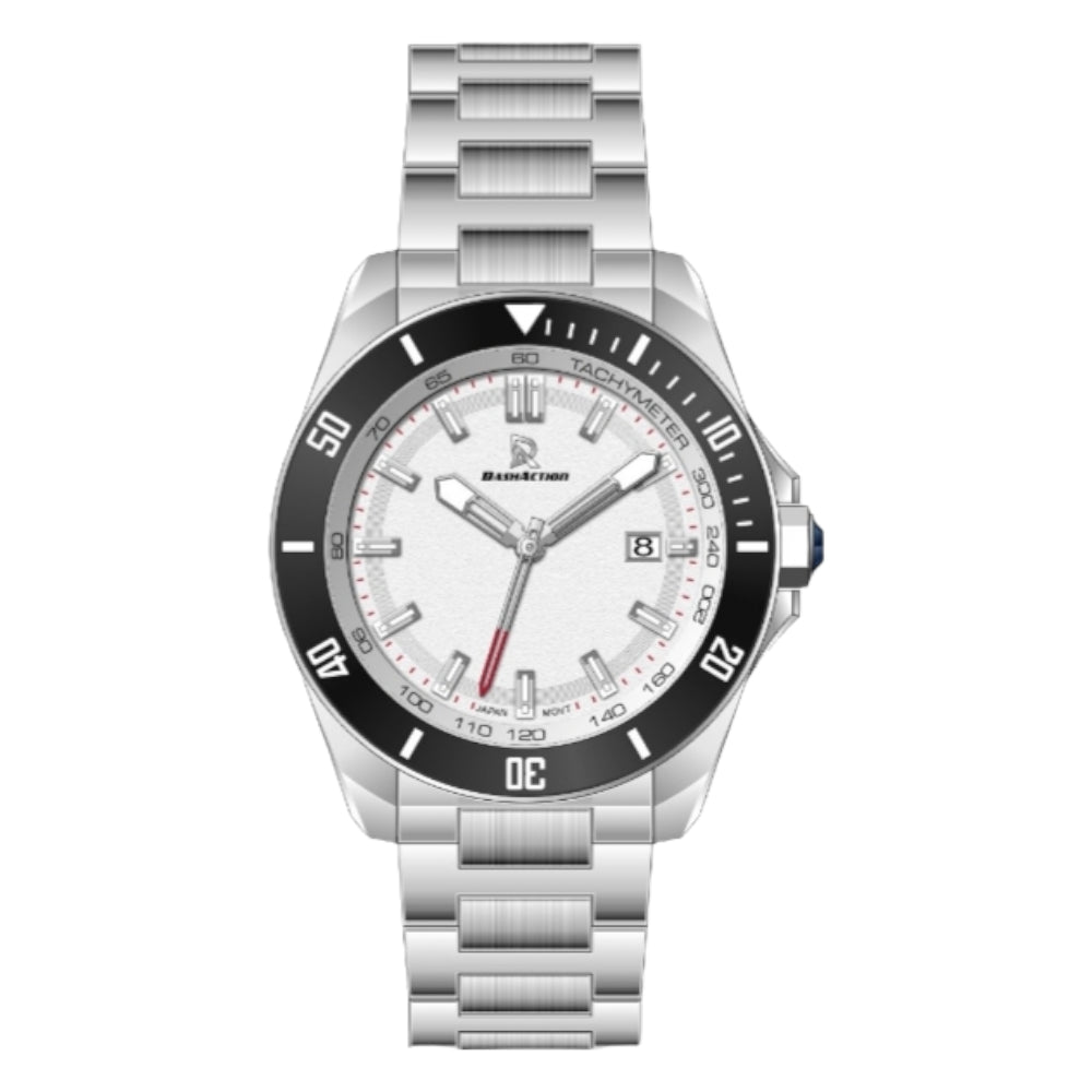 DASH ACTION WATCH-MEN-STAINLESS STEEL-SILVER AND BLACK D1943-SS