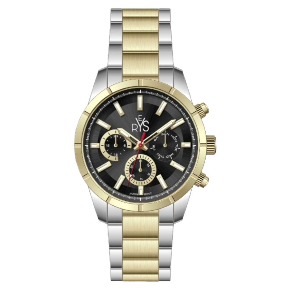 REYS WATCH WATCH-MEN-STAINLESS STEEL-SILVER AND GOLD AND BLACK R2026-TGSB