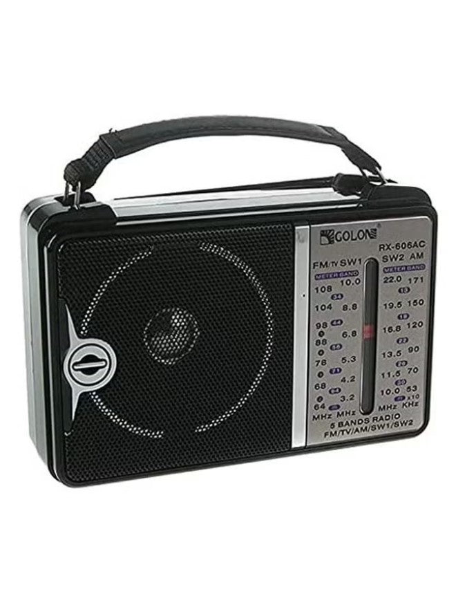 Golone Classic RADIO works with electricity, 5-bands AM,FM,SW1,SW2 RX-606AC Black