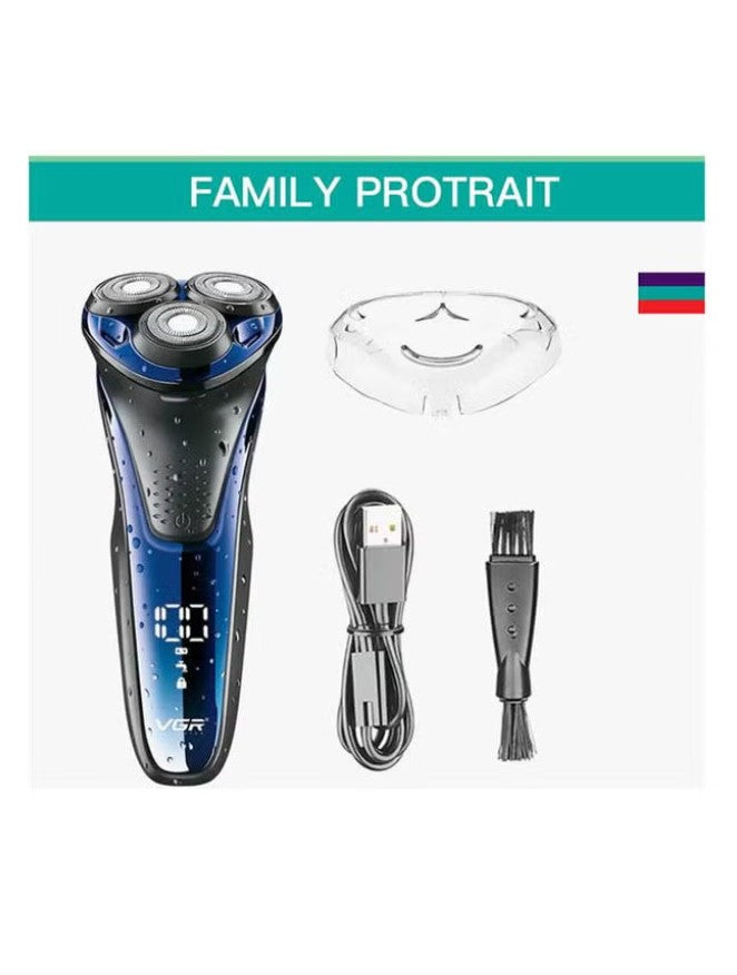 VGR V-306 Electric Shavers Shaver 3 Cutter Head Rotary Shaving Lcd Display Usb Rechargeable Wash Hair Trimmer Multicolour