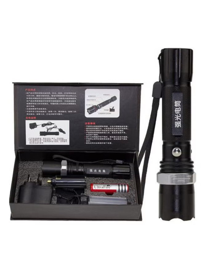 Cree Value Set Q5 Rotate Zoom Led Three-Grade Chargeable Highlight Flashlight Black