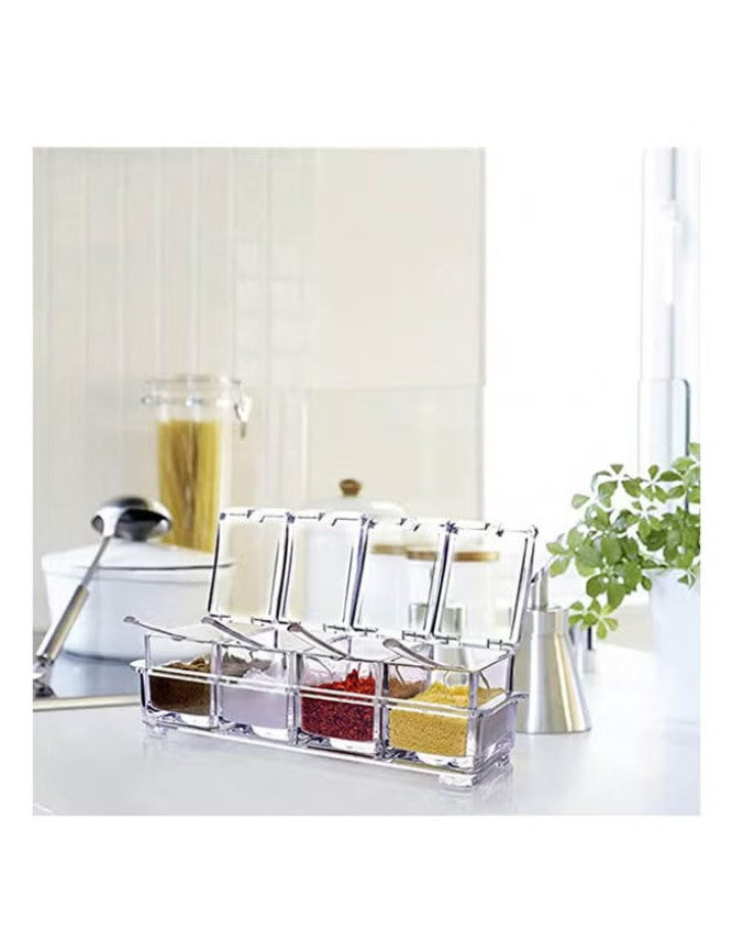 ZENHOME 4-Piece Acrylic Spice Container Set Clear