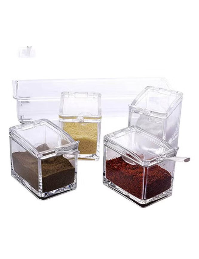 ZENHOME 4-Piece Acrylic Spice Container Set Clear