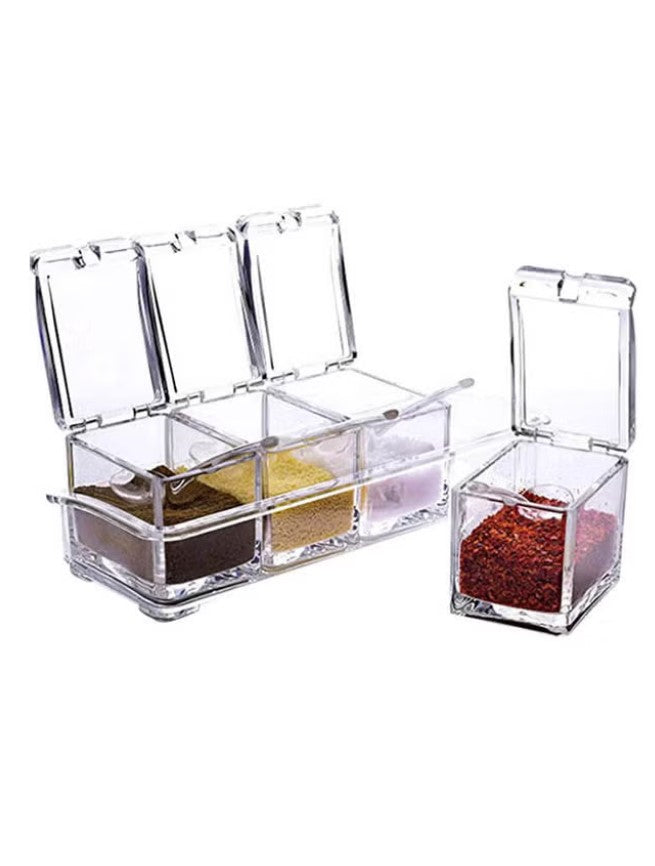 ZENHOME 4-Piece Acrylic Spice Container Set Clear