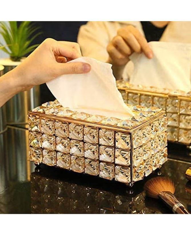 Generic Decorative Crystal Tissue Box Rose Gold