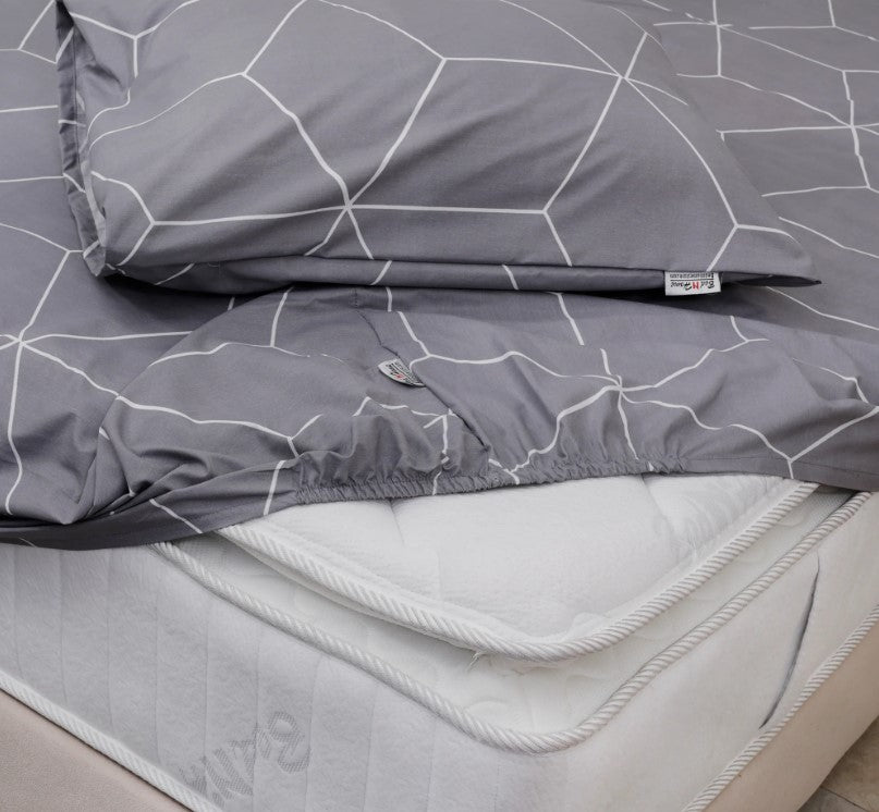 Printed, Fitted bed sheet set- Grid