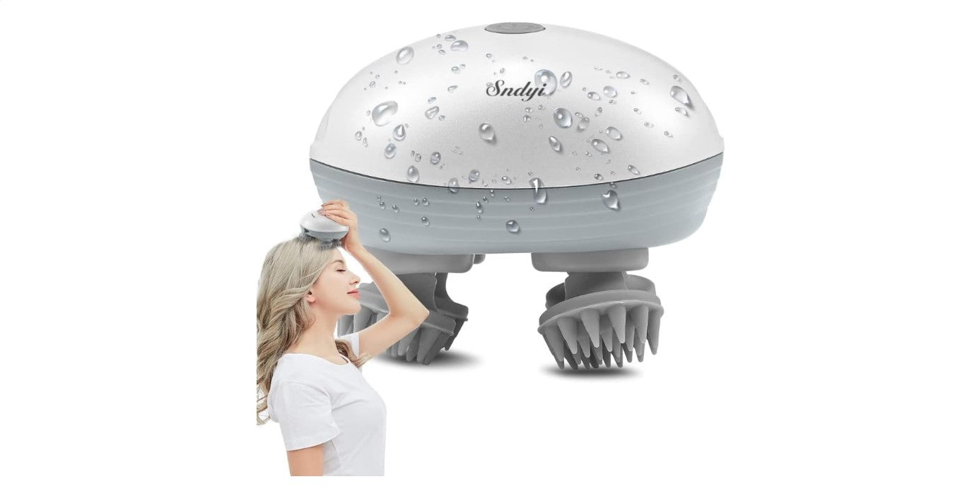 SNDYI Scalp Massager Rechargable Head Massager | 96 Silicon Kneading Points with Detachable Heads | Scalp, Body & Head Massager for Hair Growth, Stress Relax (MULTICOLOR)