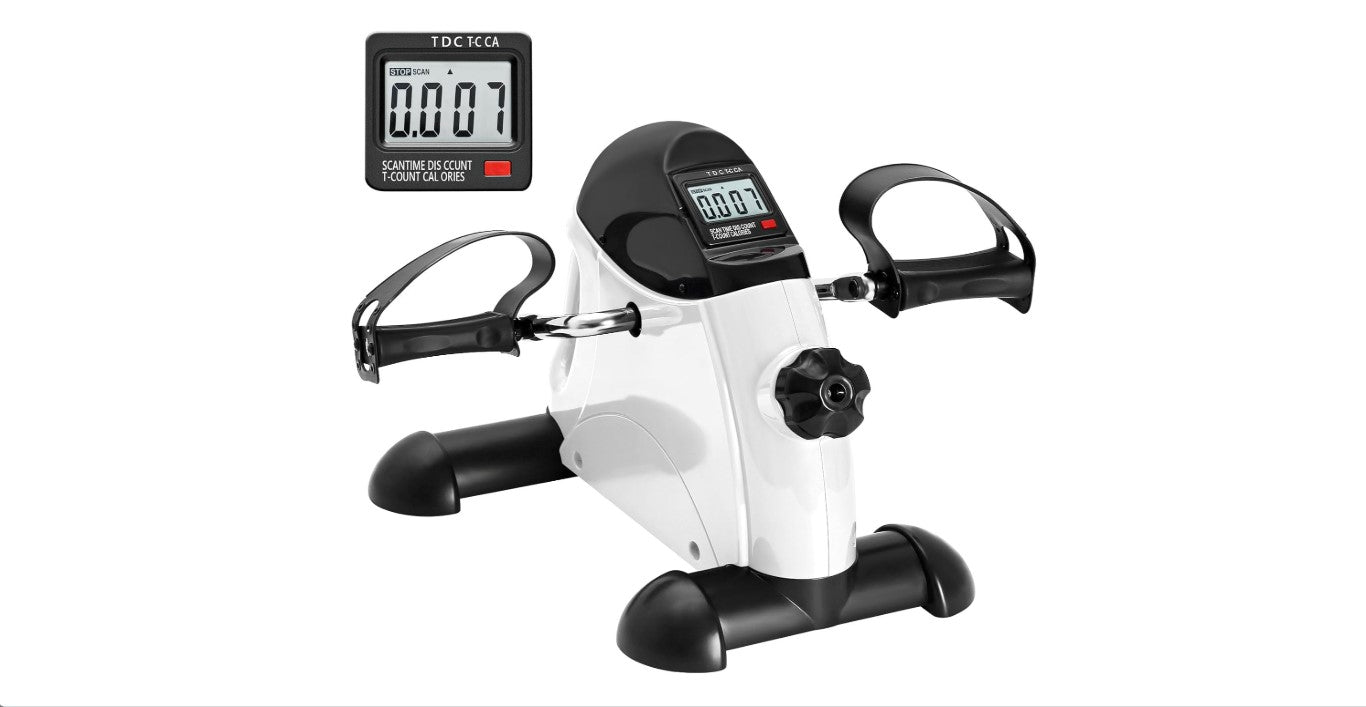 Mini Exercise Bike, AGM Under Desk Bike Pedal Exerciser Foot Cycle Arm & Leg Pedal Exerciser with LCD Screen Displays