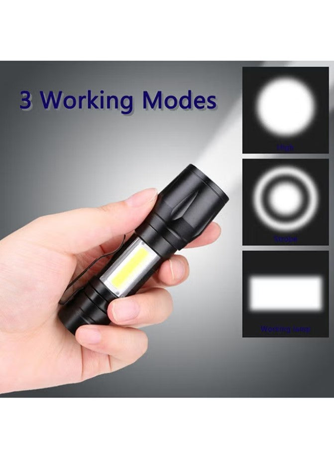 Generic Mini 3 Mode XPE COB Rechargeable Pocket Clip LED Flashlight Torch With Box Black 10.1cm