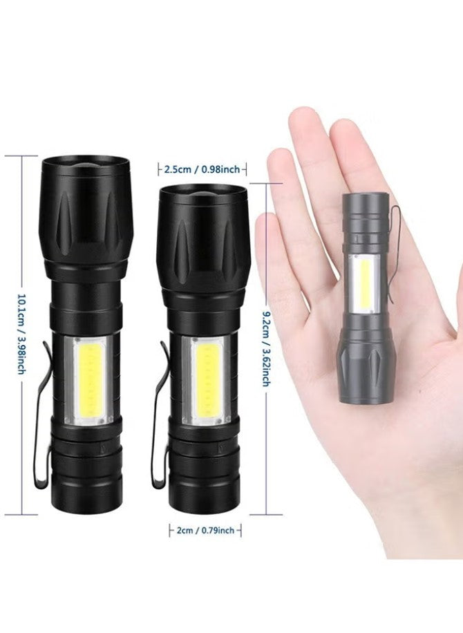 Generic Mini 3 Mode XPE COB Rechargeable Pocket Clip LED Flashlight Torch With Box Black 10.1cm