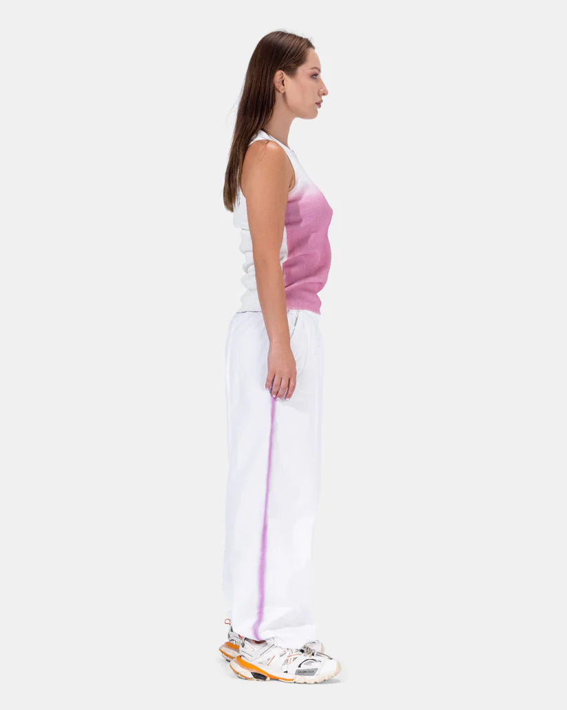 Parachute white pants with pink lines