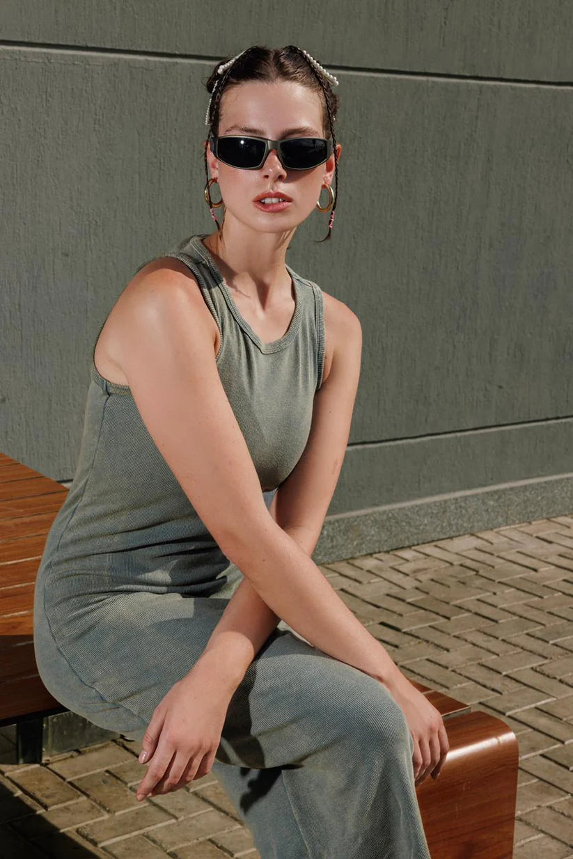 WASHED OLIVE DRESS